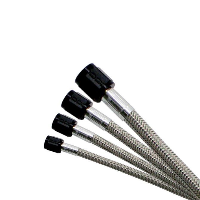 NX-STAINLESSSTEELHOSE_1 Шланг 6AN (6 футов) в оплетке из нержавеющей стали (черные концы) Nitrous Express NX 12072 — изображение 1