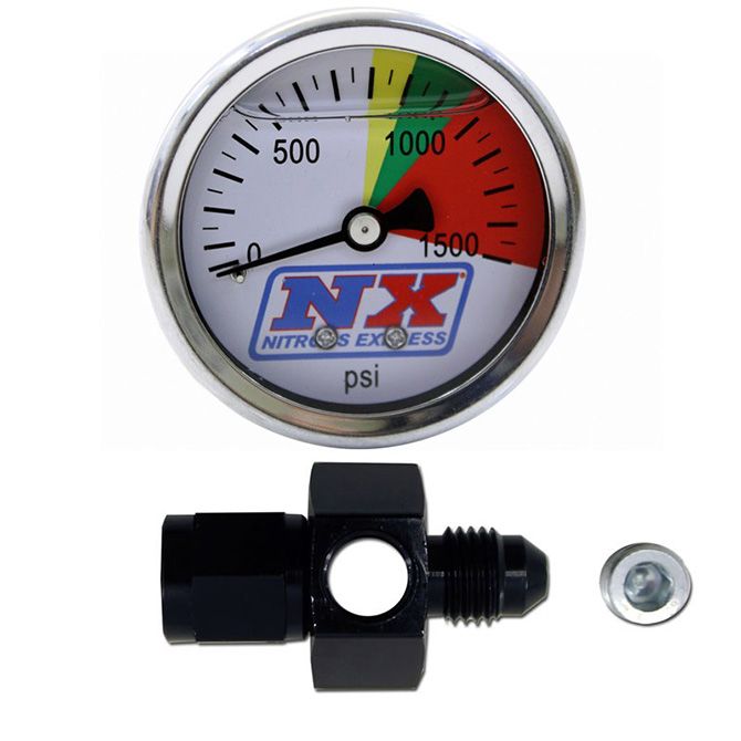 USA-NX-15509 Манометр N2O Flo-Thru 4AN 0–1500 фунтов на квадратный дюйм Nitrous Express NX 15509 — изображение 1