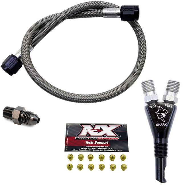 USA-NX-90019 Форсунка Shark SHO, 400 л.с. с EFI и специальным шлангом длиной 2 фута Nitrous Express NX 90019 — изображение 1