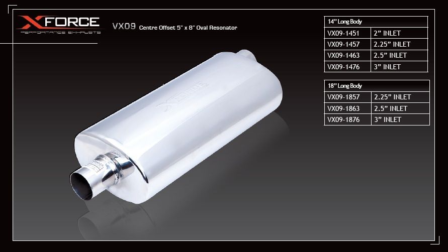 VX09-1863 Глушитель овального корпуса XForce 5x8x18" с впускным отверстием 2,5" — изображение 1