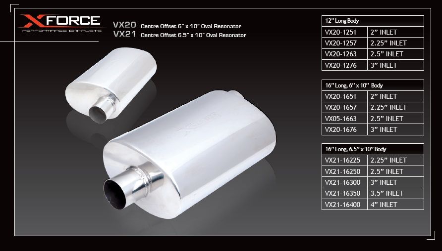 VX20-1676 Глушитель овального корпуса XForce 6x10x16" с впускным отверстием 3" — изображение 1