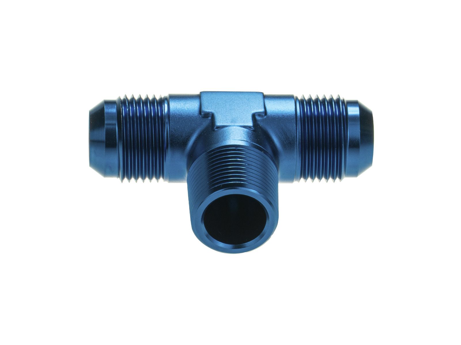 adapter-trojnik-meski-meski-meski-an12-3-4-npt-an12-niebieski Тройник с развальцовкой 3/4 NPT на AN12 JIC, переходник для мазута на елке, синий — изображение 1