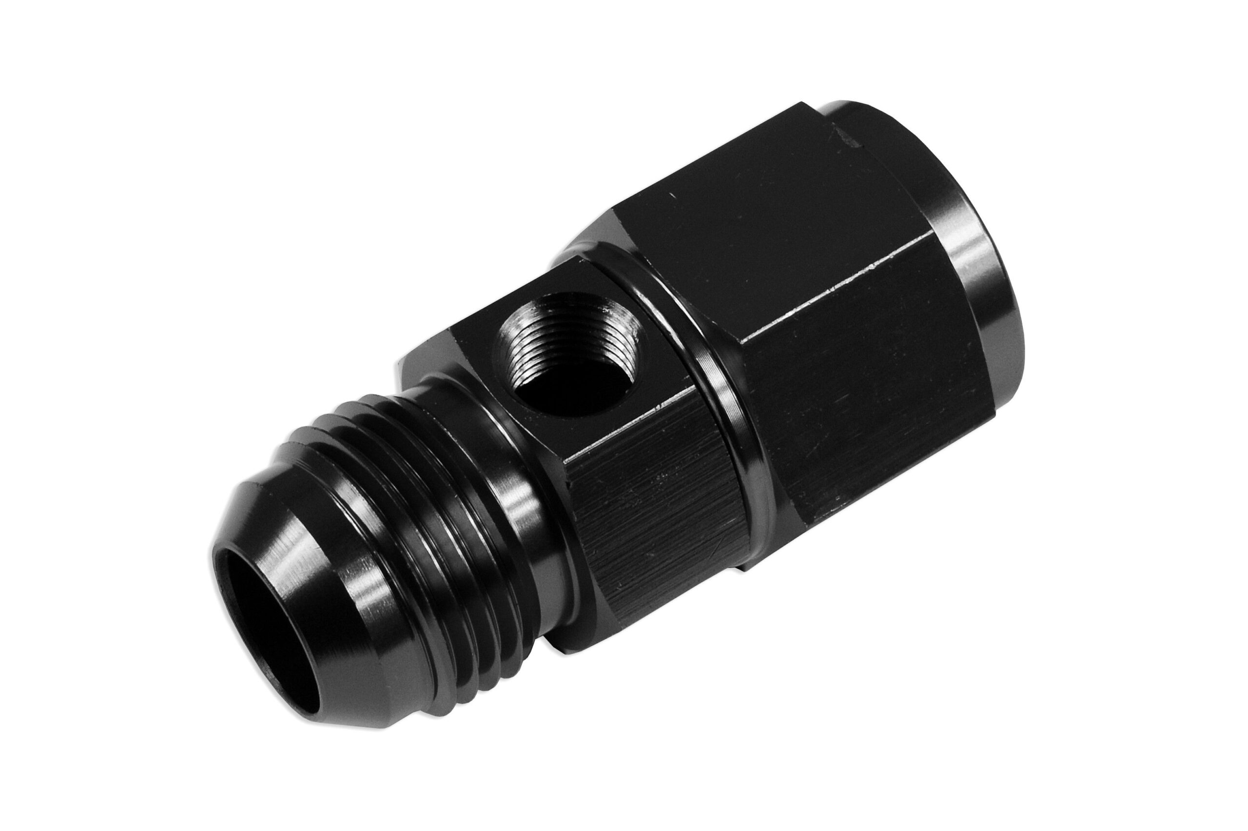 an6-nypel-adapter-zensko-meski-z-wejsciem-na-czujnik-czarny AN6 AN-6 «мама-папа», включая линейный порт 1/8 NPT, манометр топливного масла, Т-образный переходник, черный — изображение 1