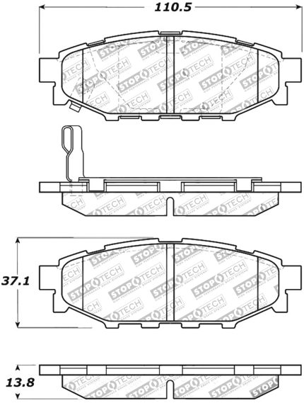 Задние спортивные тормозные колодки STOPTECH 309.11140 с прокладками и фурнитурой SCION/SUBARU BRZ/Crosstrek/Forester/FR-S 2005-2019