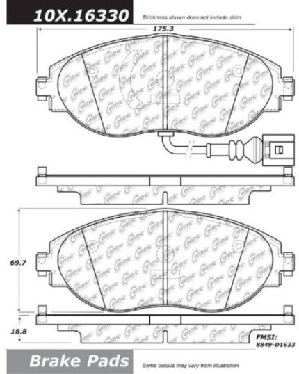Передние спортивные тормозные колодки STOPTECH 309.16330 с прокладками и фурнитурой AUDI/VW Arteon/CC/Golf/Golf R 2012-2021