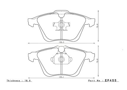 ENDLESS EP455S91F Колодки передние тормозные MAZDA 3 2.3L Turbo (07-12)
