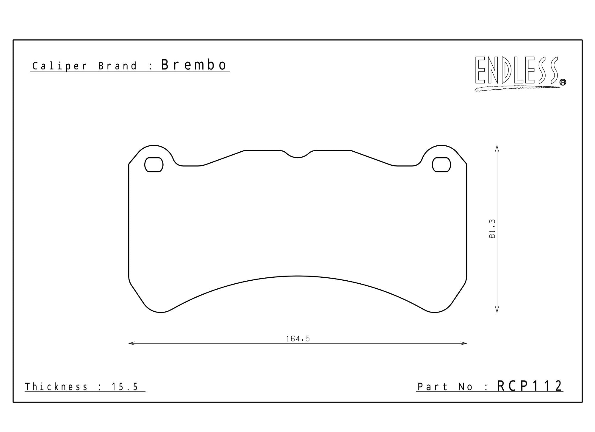 135549_MESU_RCP112 ENDLESS RCP112S89F Колодки тормозные (передние) SUBARU WRX STI 2018+/RA-R (Brembo 6-ти поршневые) — изображение 1
