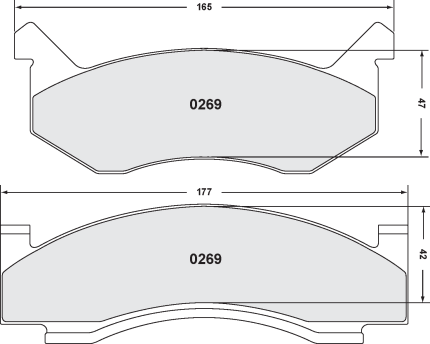 PFC 0269.10 Передние тормозные колодки Z-RATED для DODGE AD/AW (76-80), B-100 (73-80), D/W-100 (73-89), AD/AW-150 (81-92), B-1500/2500/3500 (96-98), D/W-150 (79-93)