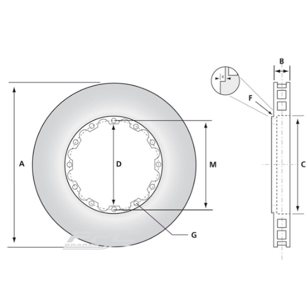 pfc-38130005346 PFC 381.30.0053.45 Сменный задний левый тормозной ротор V2 381x30 мм для NISSAN GT-R (R35) 2009- — изображение 1